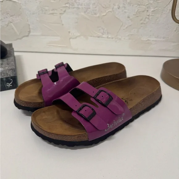 Birkenstock Women's Ibiza Purple Betula Flor Double Strap Sandals - Picture 2 of 10